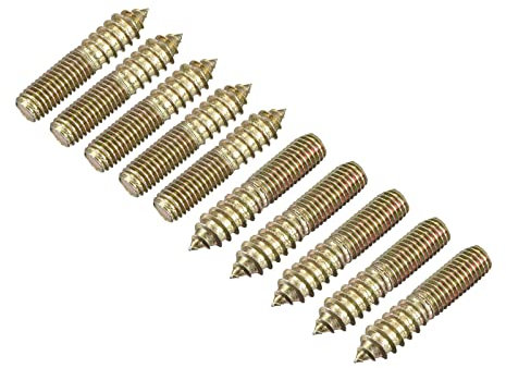 sourcing map M10x50mm Suspensión Pernos, 30uds Doble Extremo Rosca Espiga Tornillos para Madera Muebles Conexión