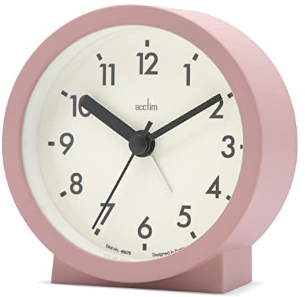 Acctim Gaby Small Analogue Contemporary Beside Alarm Clock Dusty Rose