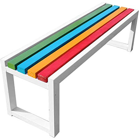 FVTVHEV Gartenbank Ohne Lehne, Robust und Wetterfest Wooden Garden Bench, 2-3-Sitzer Parkbank Terrassenbänke, Solid Wood + Metal, für Garten Veranda Hof Lawn 100cm E