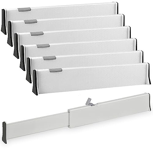 SENENQU 6er-Set Schubladentrenner Küche Verstellbar, 34-54 CM Plastik Schubladenteiler Hoch - 6CM, Schubladen Organizer für Küche, Kommode, Badezimmer, Schlafzimmer