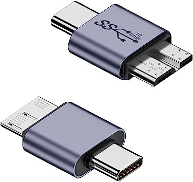 QIANRENON USB C à Micro B 10Gbps Disque Dur Externe Adaptateur USB Type C Mâle à USB3.0 Micro B Mâle Donnée Charger Connecteur, pour Disque Dur Externe SSD Chiffre Appareil Photo Tablet Phone, 2Pcs