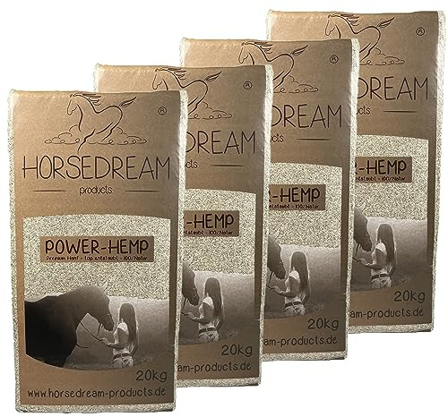 HORSEDREAM Pferdeeinstreu Einstreu Hanfstreu Power-Hemp Super 80 kg (4 Ballen) – staubarm, über 550% Saugkraft, geruchsbindend für Pferdebox & Stall | Staubarme Hanfeinstreu mit über 550 % Saugkraft und effektiver Geruchsbindung für Pferdeboxen