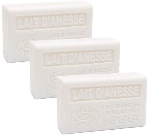 Label Provence Savon de Marseille – französische Seife aus frischer Bio-Eselsmilch – Eselsmilchduft – 125 g Riegel – 3er-Set