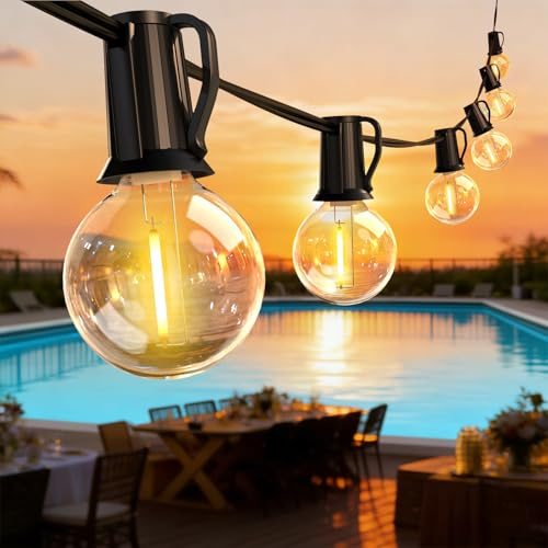 ROVLAK Lichterkette Außen 15M 25+3 G40 Glühbirnen Lichterkette Outdoor Wetterfest mit IP44 Wasserdicht, Verbindbar, Shatterproof Gartenbeleuchtung Deko für Innen,Balkon,Terrasse, Hochzeit,Party