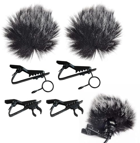 JCUGSBS Micro Anti Vent Bonnet Microphone 2 Pièces 0,5cm Noir Furry Windscreen Manchon en Fourrure Pare-Brise Manchon Mic Covers Vent Housse pour Toutes microphones Lavalier