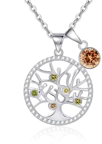 Tusuzik Cadeau Fete Des Meres Collier Arbre de vie Femme Argent 925 Bijoux Maman Amie Cadeau Noel Saint Valentin Anniversaire