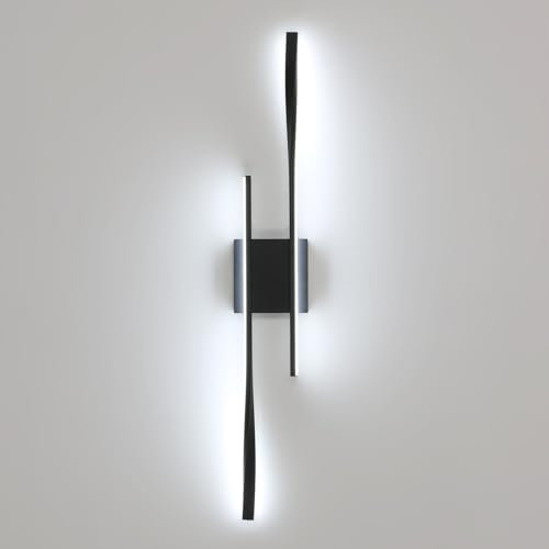 Comely Applique LED da Parete Interno Moderna, 27W Nero Linea Lampada da Parete, Lampada a Muro in Alluminio per Soggiorno Camera da Letto Corridoio, Bianco Freddo 6500 K, 80CM