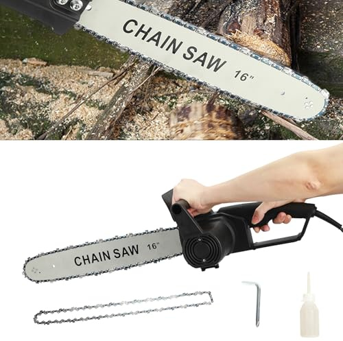 16 Inch Electric Chainsaw, 2.6KW Powerful Chainsaw with High Hardness Quenched Chain, Handheld Chainsaw 3kg Lightweight Brushless Power Chain Saw for Woodworking Black