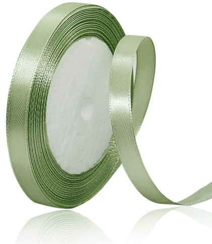 Salbei Grün Satinbands 10mm Breit, 22 Meters Schleifenband, Geschenkband für Geschenkverpackungen, DIY Handwerk, Blumensträuße, Nähprojekte, Schleifenherstellung, Geburtstags und Hochzeitsdekorationen