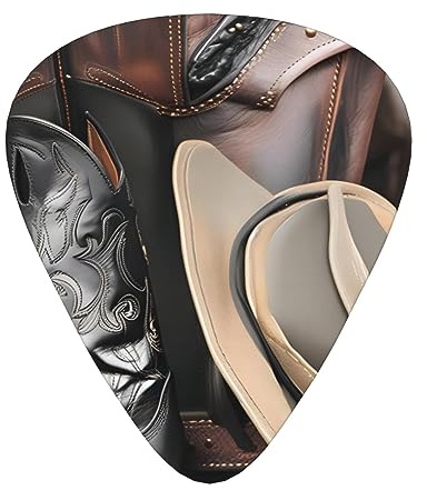 Cowboy Black Hat Western Boots - Paletas de guitarra, bajo, guitarra eléctrica o Hawaii de cuatro cuerdas (12 paquetes, finas, medianas, pesadas)