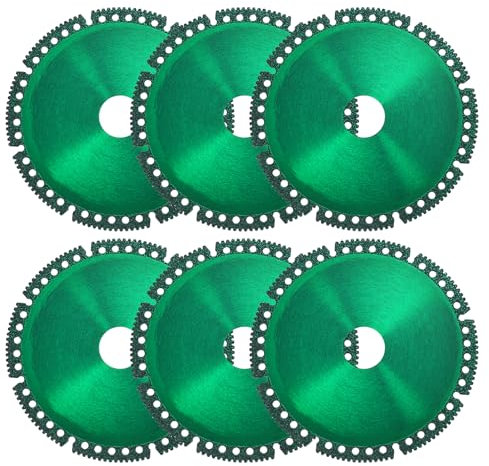 sourcing map Lot de 6 disques à tronçonner diamant de 12,7 cm, roues de coupe de 22 mm, disque de scie diamant multifonction pour meuleuse, coupe chanfreinage, métal, bois, acier, vert