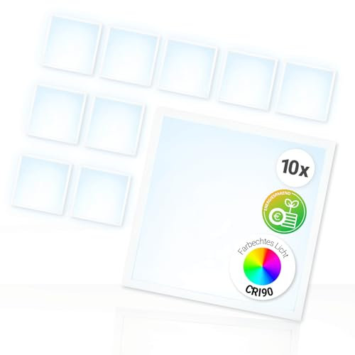 Xtend EcoLight 10x LED Panel 62x62cm 5000K Neutralweiß CRI90 25W Hohe Farbwiedergabe 3750lm Rasterleuchte Deckenleuchte Energieeffizient flimmerfrei Netzteil Backlit BLs2.0