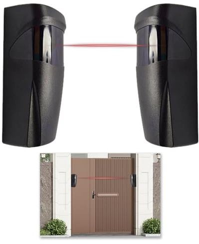 Fotocelula Puerta Garaje, Par de Fotocélulas Infrarrojas Universales para Sensor Puerta Garaje Automático de Exteriores, Compatible con Sistemas de Portones y Garajes, 12V/24V AC DC, Protección IP55