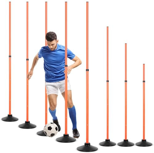 Sonwyoung 8 x Fußball-Stöcke, abnehmbare Sport-Stöcke mit Gummi-Basis, Trainingsstöcke für Fußballübungen und Training (orange)