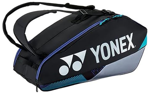 YONEX Pro Racket Bag 92426, Schwarz/Silber - Badminton Tasche für mehrere Schläger mit Rucksackfunktion und separatem Schuhfach