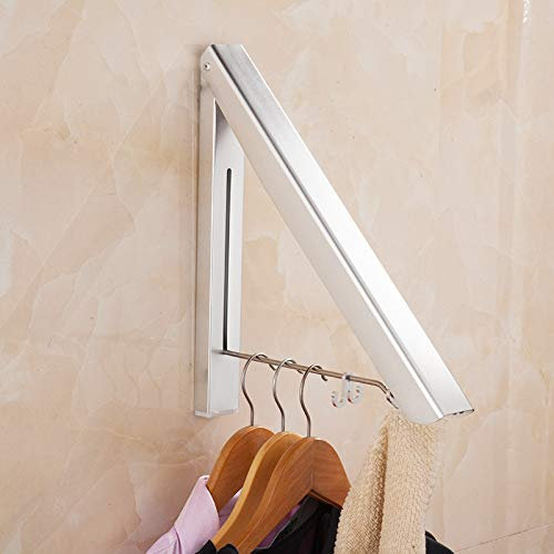 MOIS Tendedero Plegable de Pared en Acero Inoxidable, Colgador de Ropa Montado en Pared, Ahorro de Espacio, para Ropa y Toallas, Ideal para Interiores y Exteriores, Organizador de Armario