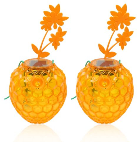 Longzhuo Rappola per Vespe, 2 Pezzi Trappola per Api, con Luce LED Solare Trappola Vespe, Trappola per Vespe e Calabroni per Esterni e Interno, adatto per Giardini, Cortili