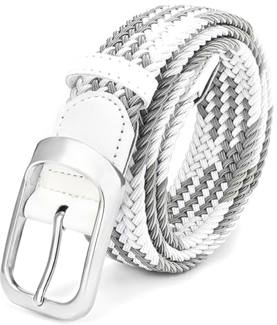 Uoocg Stretchbälte Unisex Midjeband Elastiskt Vävt Total Längd 110cm Vit Och Grå Kontrasterande Bredd 3,4cm Lämpligt För Män Och Kvinnor 8Z-Serien