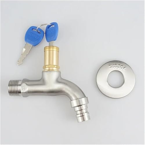 Rubinetto bagno, 1 pz rubinetto antifurto con serratura, corpo in acciaio inossidabile 304, rubinetto con interruttore a chiave a foro singolo, adatto for cucina, rubinetto da giardino esterno(Washing