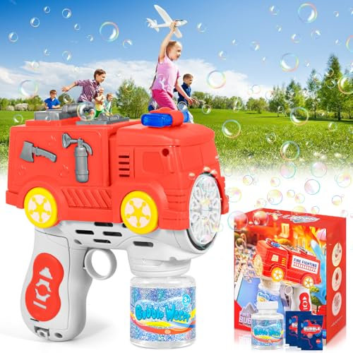 AQXONG 12 Löcher Seifenblasenpistole, Seifenblasenpistole mit LED-Licht, 4000+ Blasen/Minute, Automatische Seifenblasenpistole mit 100ML Seifenblasenlösung Geschenk für Kinder/Geburtstag/Party