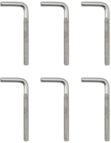Lot de 6 boulons d'ancrage pour béton M8 x 150 mm en acier inoxydable 304 à angle droit avec crochets de fixation