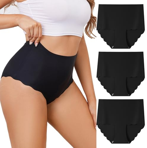 Anntry Bragas Mujer Sin Costuras Invisible Braguita Talle Alto Ropa Interior Elástico Cómodas y Suaves Color Liso 3 Pack
