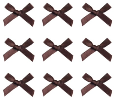 Blausky 100 Stück 3x3.5cm Mini Geschenk Schleife,Satinband-Schleifen Doppelseitig Schleife Mehrfarbig Fertige Schleifen für Nähen,Hochzeit Deko Haarschmuck Karten Scrapbooking Geschenk,Braun