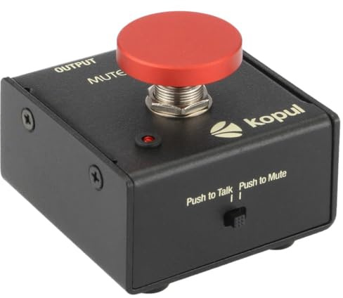 KOPUL Momentane Mikrofonstummschaltung/Sprechtaste – Push-to-Talk oder Push-to-Stummschaltung, LED-Anzeige, XLR-In/Out, Desktop- oder Fußschalter, für dynamische Mikrofone und Kondensatormikrofone für