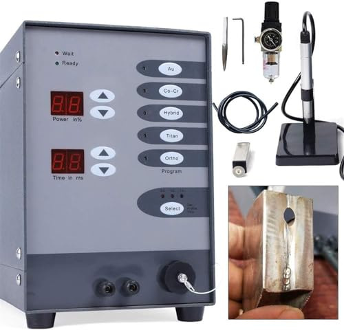 Saldatrice a punti CNC automatica da 220 V, saldatrice ad arco di argon da 100 W, kit per saldatrice a punti per gioielli in argento, riparazione fai da te per pezzi in lega di cromo-cobalto (colore