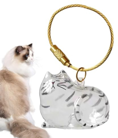 Bouteille de rangement de poils de chat, porte-clés pour récupérer les poils de chat et de chien, chats transparents chats bouteille de rangement, portable pendante de rangement de cheveux mignons