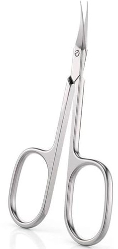 Ciseaux à Cuticules Précision en Acier Inoxydable 420 Ciseaux Coupe Cuticules Professionnel avec Anneaux en Silicone Antidérapants Lame Incurvée Extra Tranchant pour Peaux Mortes, Cuticules, Sourcils