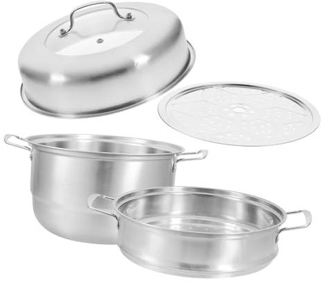 Hemobllo Pentola Per Cottura Vapore Multistrato Coperchio Vaporiera Addensata Per Cottura Vapore Per Cucinare Zuppe Riso Uova e Verdure Compatibile Fornelli Induzione Design Semplice e