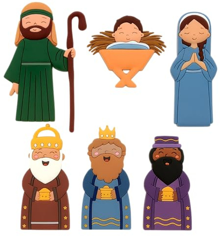 TIENDA EURASIA – Iman Belén 6 Piezas | Magnético |Material Caucho | Multicolor | Medidas 3x6 cm y Niño Jesús 5x4 cm | Decoracion Navidad