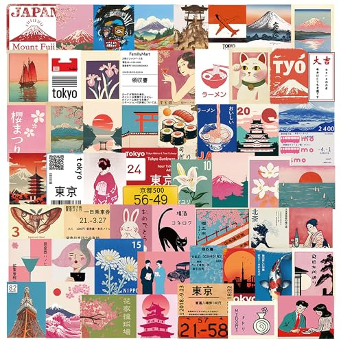 Japan Reise Aufkleber 100 pcs, Japanisch Tokyo Sticker Fuji Sakura für Scrapbook Journal Laptop Koffer Suitcase Skateboard Fahrrad (Japanisch)