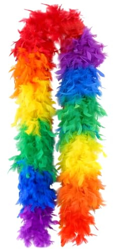 MUNSKT Karnevalskostüm, Regenbogenfedern, Boa, 200 cm, Türkei, Federboa, für Partys, Weihnachten, Hochzeiten, Konzerte, Haustiere und Heimdekoration
