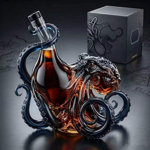 Carafe A Decanter Vin, Poulpe Carafe à DéCanter, Statue Carafe En Forme Poulpe, Carafe Animaux Marins Personnalité, 350ml, Verre éPaissi MatéRiel, Ornements D'Armoire à Vin,Conteneur à Vin GéNéRal (A)
