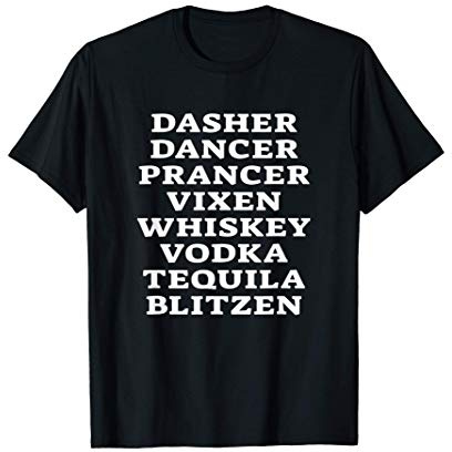 Whiskey Vodka Tequila Santa's Reindeer Christmas Drinking Camiseta