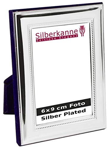 SILBERKANNE Fotorahmen Pisa 6x9 cm Foto Silber Plated Premium versilbert, anlaufgeschützt, mit Samtrücken, der Bilderrahmen ist sowohl im Hoch- als auch im Querformat aufstellbar.