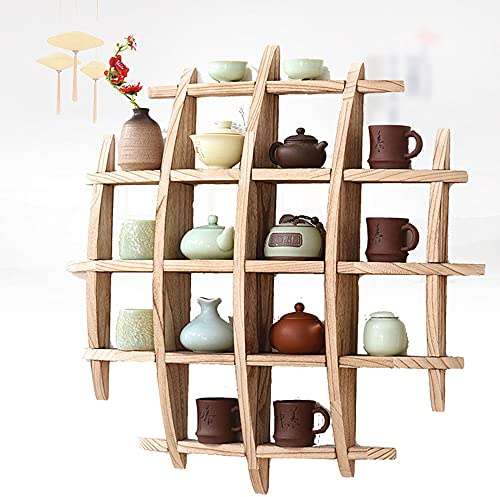 ZWJABYY Antiker Ausstellungsstand,Wandregal Rund,Curio Regal FüR SammlerstüCke Tee Display HäNgende Wanddekoration FüR Heimtextilien,Lagerung Und Geschenke.,A-90 * 90cm