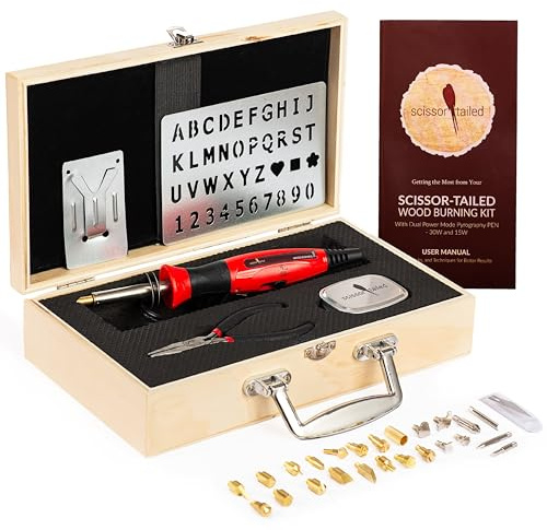 Premium Wood Burning Kit 43PCS, Dual Power Mode Wood Burner Pen Tool with 36Tips & Accessories All In A Wood Storage Case - Complete Gift For An Effortlessly Mastering The Art Of Pyrography