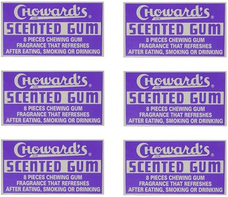 C HOWARD'S Breath Mints Candy, 15 Mints Per Pack, Individually Wrapped - Guava Tropical - Violet - Spearmint - Peppermint - Lemon - Scented Gum - Great For Parties, Holidays, Gifts & More! (SCENTED GUM, 6 Count)