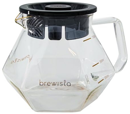 Brewista 700ml/23.7oz X Series Glass Coffee Carafe, Small Pour Over Glass Pot Server, 2-4 Cups, Polygonal Design for Improved Flavor, Heat Resistant Odorless Glass Pitcher