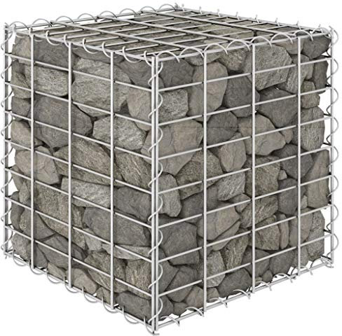 Gecheer Gabbione Letto Rialzato a Cubo in Filo di Acciaio,Gabbione Metallico Acciaio,Fioriera Gabbione Fioriera a Gabbione,Gabbione per Fioriera,Fioriera da Esterno Fioriere da Giardino 40x40x40 cm