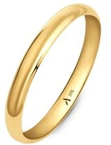 Amberta Allure Alianza de Boda Unisex en Oro de 9 Quilates: Ancho 2.5 mm - Talla 18