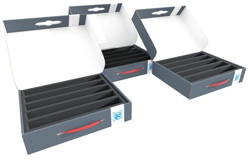 Feldherr Lagerbox FSLB075 für Modelleisenbahn Loks, Wagons und Fahrzeuge - 5 Stege für Spur H0 - stehend, Anzahl:3 Stück