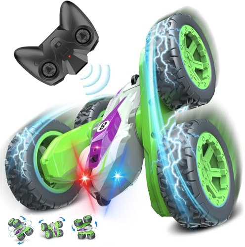 Gralal 4WD RC Stunt Car Toys for 3-10 Year Old Boys Gifts, 360° Flip 2.4GHz Remote Control Cars with LED Lights, Kids Boys Outdoor Garden Toys Age 3 4 5 6+