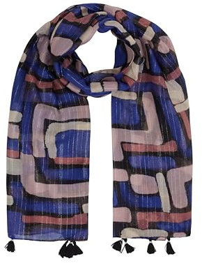 TOM TAILOR Damen Schal mit Muster , black abstract design, ONESIZE