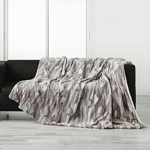 Dynamic24 XXL Karibu Kuscheldecke 180x220cm Felloptik Tagesdecke Felldecke Kunstfell Decke Creme aus aus hochwertigem Fellimitat Wohndecke Sofaüberwurf Couchüberwurf