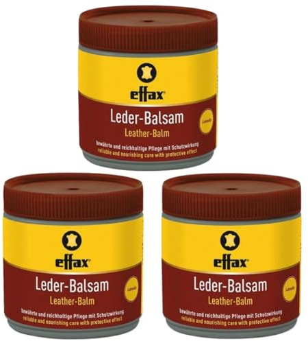 RL24 Effax - Leder-Balsam – 3 x 500 ml Dose (3er Set) | Lederfett mit Bienenwachs – pflegt das Leder – Lederwachs für perfekten Glanz – feuchtigkeitsabweisende Lederpflege