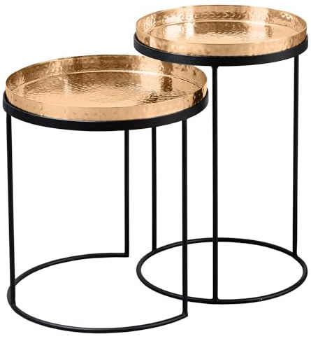 Beistelltisch ELEMENTS 39cm - schwarz gold - Metall - 40kg Belastbarkeit | Handgefertigt, montiert, abnehmbarer Bezug, als Beistelltisch nutzbar, hochwertig, platzsparend, Eisengestell